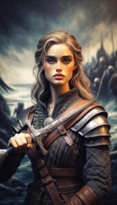 A portrayal of Aelin, the protagonist from 'House of Flame and Shadow,' capturing her strength and determination