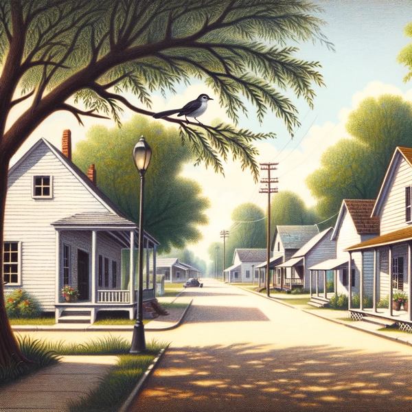 lane of homes from a 1930s small southern town