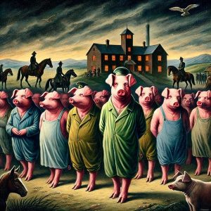 Humanized pigs on two feet