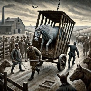 Boxer being taken to the slaughterhouse
