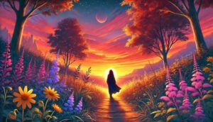 Aria walking down a path to her destiny