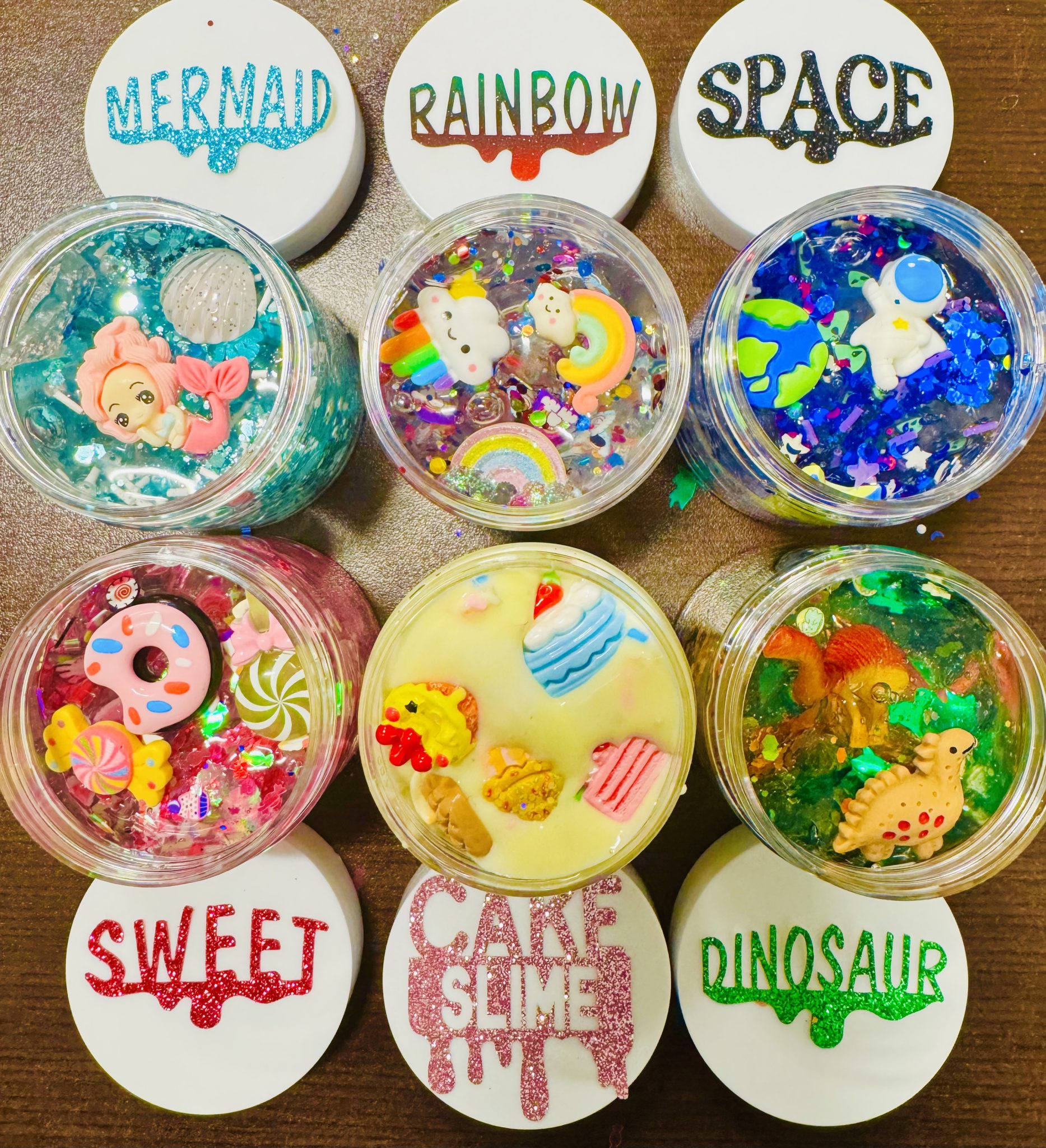 jars of mixed slime
